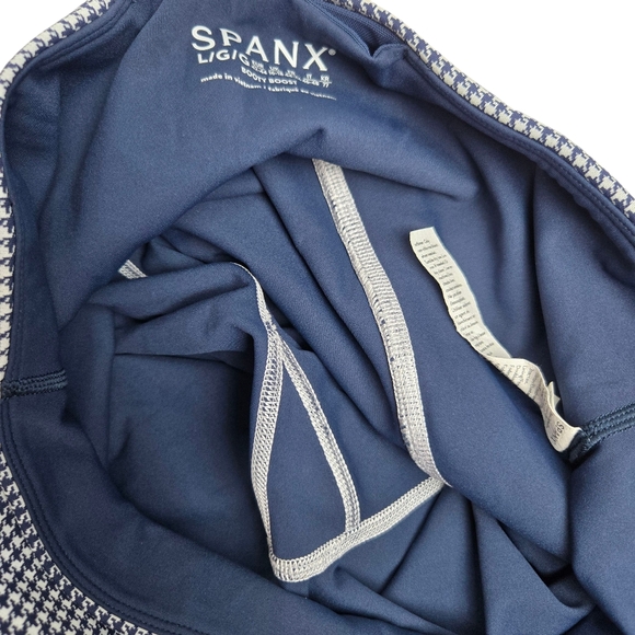 Spanx Booty Boost High-Rise Houndstooth Leggings Navy Blue White Size Large - Picture 8 of 14